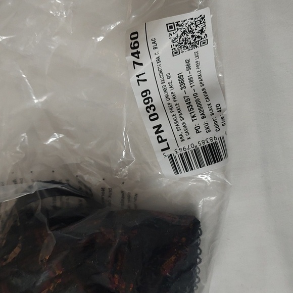 Savage X Fenty Black Caviar Sparkle Prep Unlined Balconette Bra 42D - Picture 9 of 9